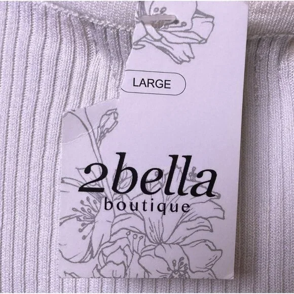 NWT 2Bella Cropped Ribbed Stretch Long Sleeve Top Snap Front L White Y2K Style - Picture 8 of 11